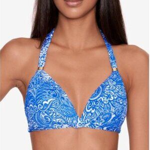 Lauren Ralph Lauren Twist-Front Halter Bikini Top - Artisanal Woodblock Size 4